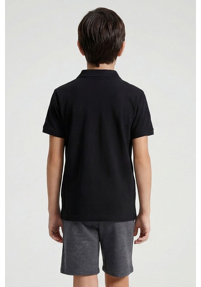 Tommy Life Siyah Polo Yaka Standart Fit Basic Unisex T-shirt - 11330