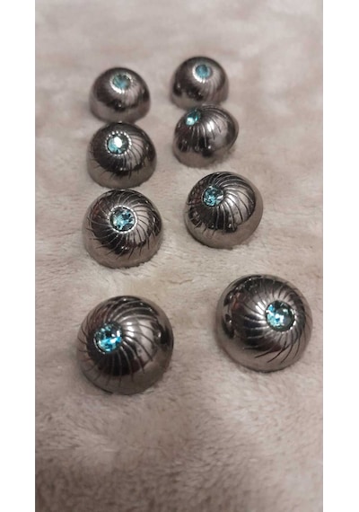 Siyah Nikel Taşlı Metal Düğme 26 Boy 18 Mm 8 Adet