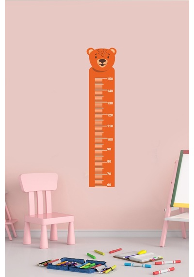 Sevimli Hayvan Ayı Temalı Boy Ölçer Duvar Sticker