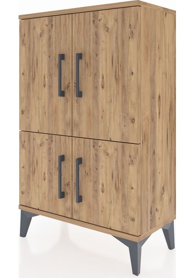 Arges Komodin 2 Raflı 4 Kapaklı 60x30x96 Çam-çam Çam