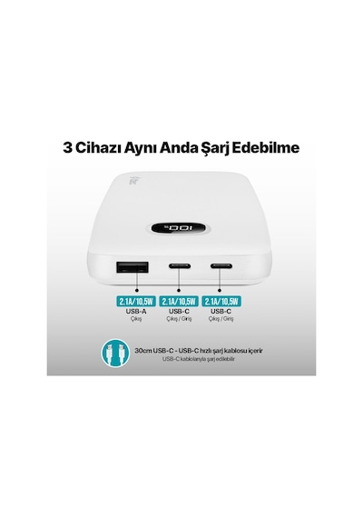 Ttec 2BB205B Lcd 10.000 mAh Powerbank
