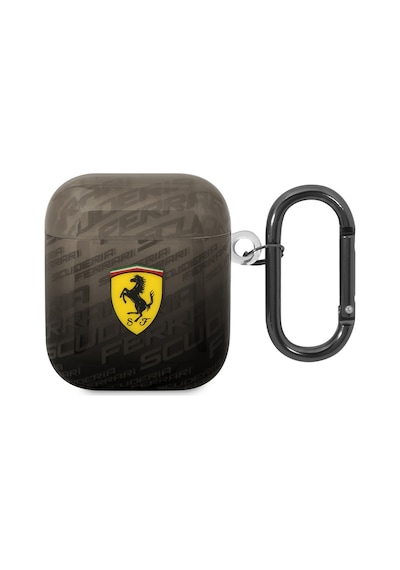 Apple Uyumlu AirPods Kılıf Ferrari Lisanslı Parlak Klasik Logolu Sf Desenli Kılıf Siyah