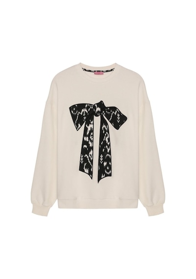 Ziley Quzu Nakış Detaylı Sweatshirt Ekru Çok renkli