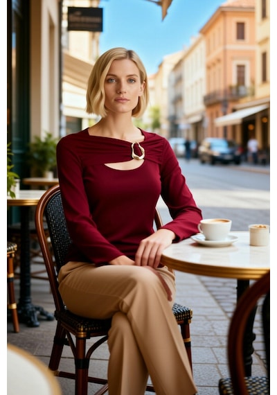 Benerly Kadın Örme Bluz Asimetrik Yaka Uzun Kol Cut Out Detaylı Vücuda Ot bordo Benerly Kadın Örme Bluz Asimetrik Yaka Uzun Kol Cut Out Detaylı Vücuda Ot bordo