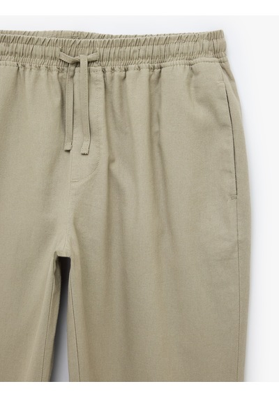 Koton Slim Fit Keten Karışımlı Cepli Beli Lastikli Bağcıklı Pantolon Gri 6sam40169hw