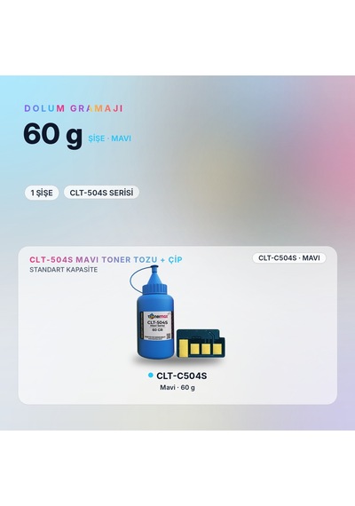 Samsung Uyumlu Clt-c504s Toner Tozu + Çip Mavi 60gr / Clp-415 / Clx-4195 / Xpress C1810 / C1860