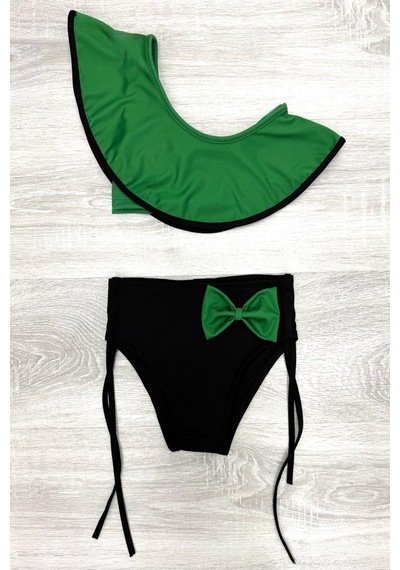My Kids Wear Yarım Kol Fiyonklu Arkadan Bağlamalı Çocuk Bikini Takım Gökkuşağı