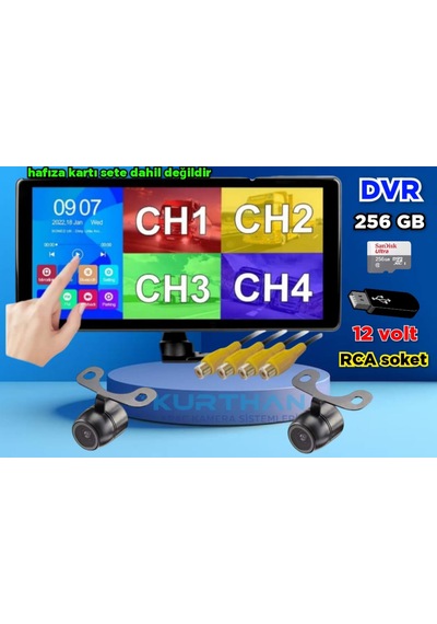 Dvr Ekran Ve 2 Ad 1080p Ahd 150'' Lens Kelebek Kamera 12 V
