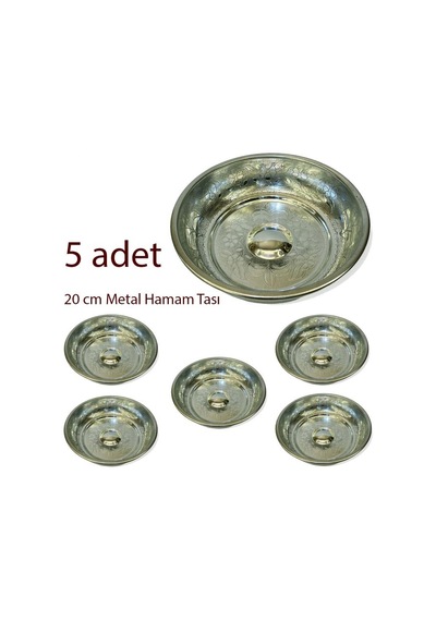 5 Adet 20 Cm Metal Hamam Tası Gümüş