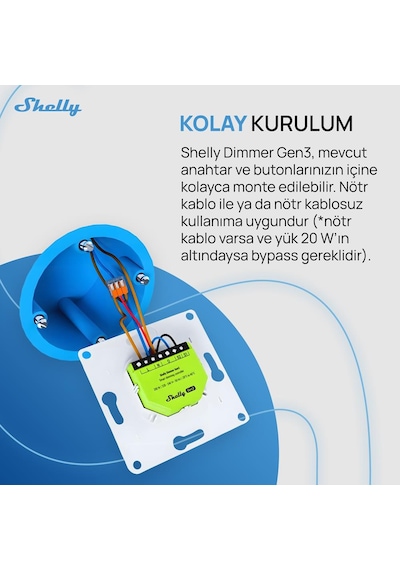 Shelly Dimmer Gen3 Akıllı Led Dimmer Kontrol Rölesi