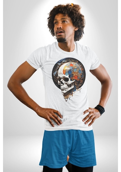 Kuru Kafa Kristal Unisex Unisex Beyaz Organik Baskılı T-shirt Penye Yüksek Kalite Beyaz