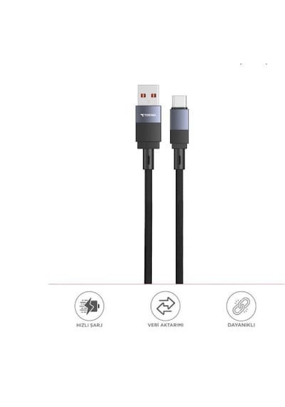 Torima U18 Siyah Usb İle Type-c Şarj Ve Data Kablosu