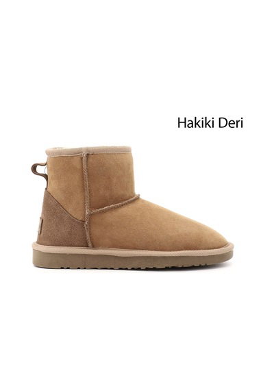 Gönderi(R) Gönderi R Taba Süet Kısa Hakiki Deri Kürklü Bot Taba Süet
