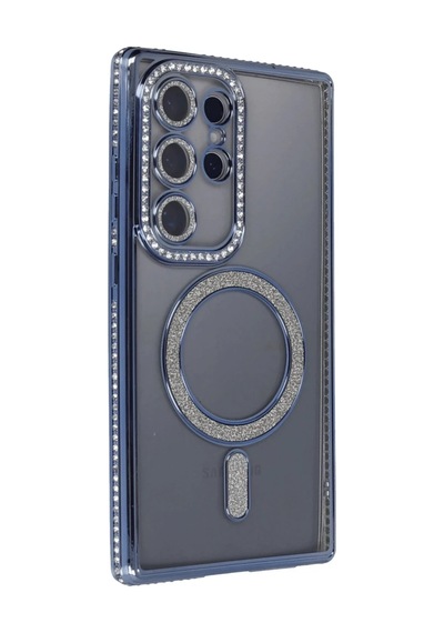 Samsung Uyumlu Galaxy S24 Ultra Kılıf Joke Simli Magneticsafe Kılıf - Lacivert