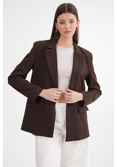 Mixray 4516 Kadın Bezayağı Blazer Ceket Kahve