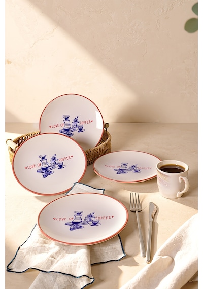Keramika Love Of Coffee Pasta Tabağı 20 Cm 4 Adet 23455 Çok Renkli