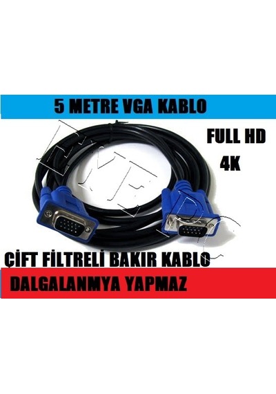 5 Mt Vga Ekstra Güçlendirilmiş Dalgalanma Yapmayan Kablo A+++