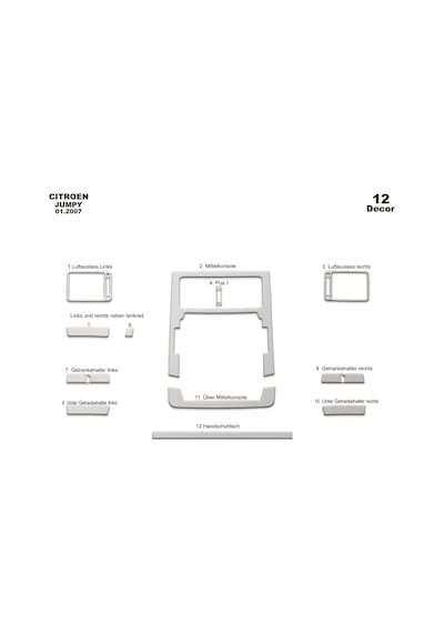 Fiat Scudo Expert Jumpy Torpido Kaplama 2007 12 Parça Alüminyum
