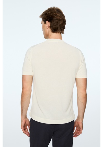 Morven Erkek Ekru Trend Bisiklet Yaka Rayon Triko T-shirt 26ys018018454 Ekru