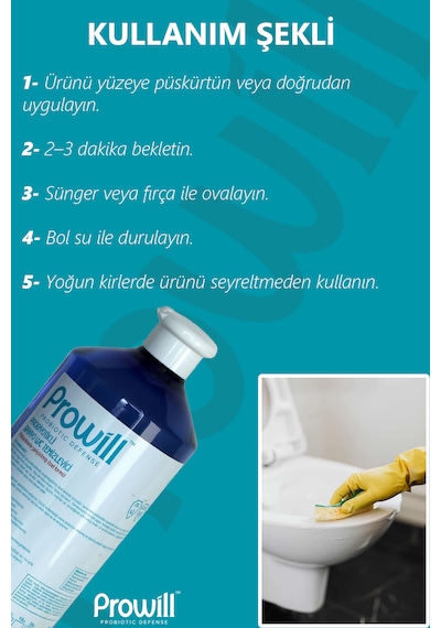 Probiyotikli Banyo Ve Tuvalet Temizleyici 1 Litre- Kötü Koku Önleyici Tekli