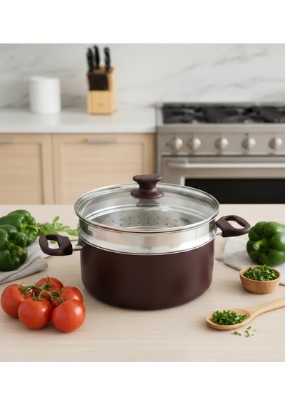 Greenpan Cambridge Red 3 Lü Tencere Seti 16 Cm 20 Cm 24 Cm + 24 Cm Buharda Pişirici Bordo