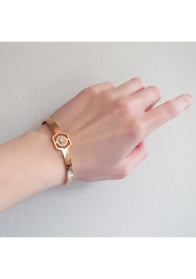 Bz 316l Çelik Rose Zirkon Tek Taşlı Spor Kelepçe Blz-488 Rose Gold