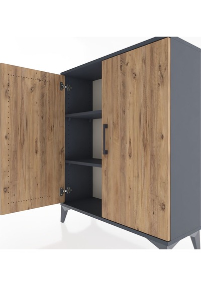 Arges Şifonyer 2 Raflı 2 Kapaklı 88x30x106 Antrasit-çam Antrasit