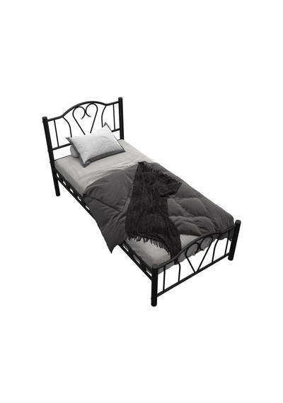 Argimo Orkide Tek Kişilik Ferforje Siyah Metal Karyola 90x200