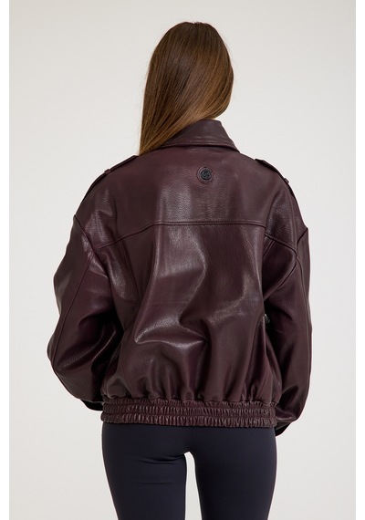 Oversize Bayan Deri Ceket Vb-18-bk-2854-24177 Bordo