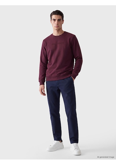 Lcwaıkıkı Classic Mürdüm Baskılı Erkek Kalın Sweatshirt