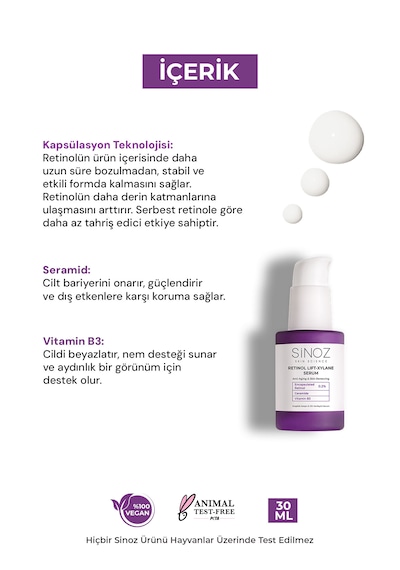 Sinoz Retinol Lift-xylane   & Cilt Yenileyici Serum 30 ML