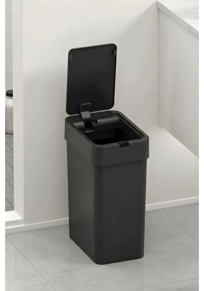 Sensörlü Çöp Kovası Plastik Slim 9 Lt Siyah+ Duvara Asılabilir Siyah Silikon Klozet Fırçası