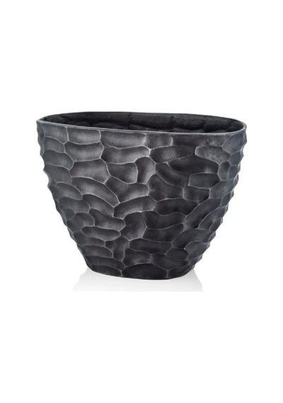 Comb Eskitme Metal Siyah Büyük Vazo -saksı 22x42x28 Cm