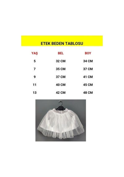 Çello Mello Kız Çocuk Simli Tütü Etek Beyaz Beyaz
