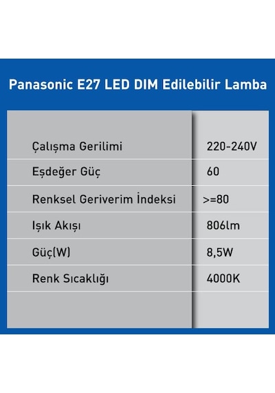 Led Dim Lamba 8.5w 806lm 4000k Diğer