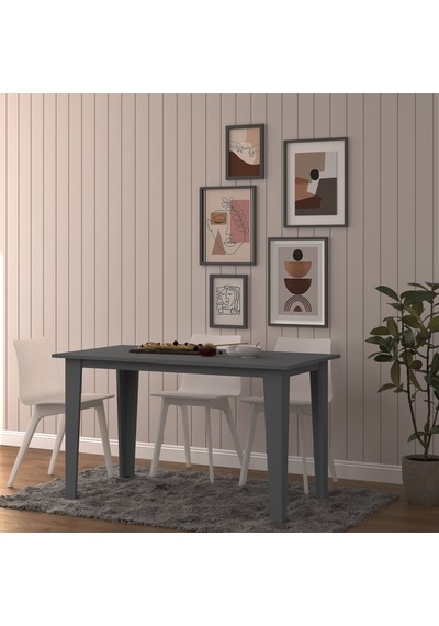 Asra Trend Yemek Masası YM-01 %100 MDF 4-6 Kişilik Mutfak Salon Masası Antrasit