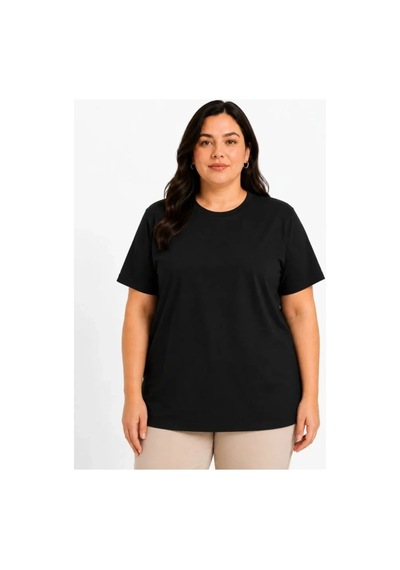 Butik İstanbul Battal Big Size Basic Tişört Bisiklet Yaka Rahat Kalıp T-shirt - Siyah