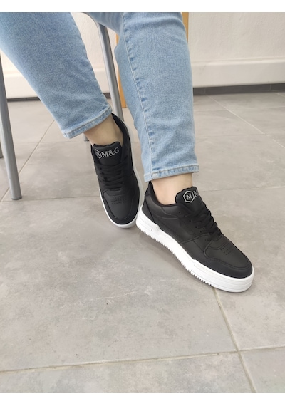 Tarzbu Unisex Ayakkabı Siyah Beyaz Taban Spor Ayakkabı Sneaker Mg03 Siyah