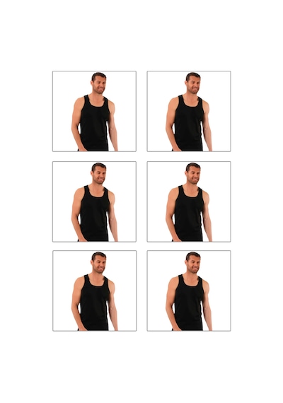 Özkan Underwear Özkan 0058 6'lı Paket Erkek %100 Pamuklu Ribana Esnek Rahat Sırtı Çapraz Sporcu Rambo Kalın Askılı Atlet Siyah