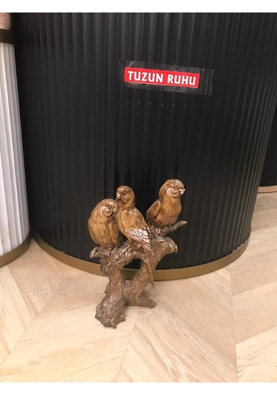 Dal Üzerinde Duran 3 Lü Kuş Polyester Biblo