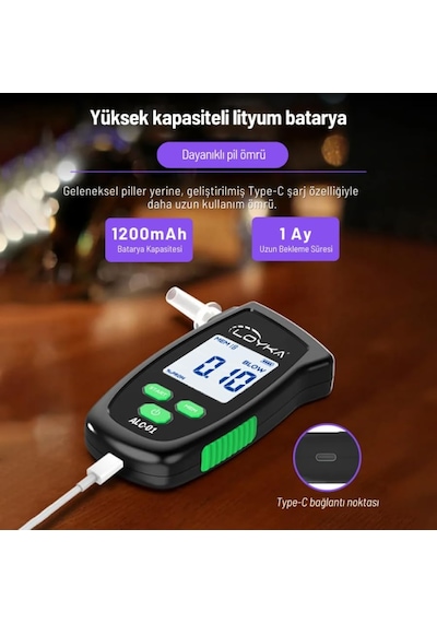 Loyka Alc-01 Dijital Alkolmetre / Hassas Promil Ölçüm Cihazı