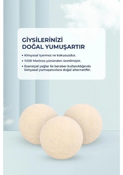3'lü Yün Kurutma Topu Seti Renkli