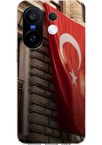 Vivo X200 Fe Uyumlu Dev Türk Bayrağı Baskılı Silikon Kılıf Renkli