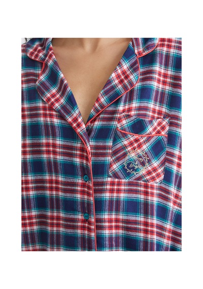 Lcw Dream Kırmızı Gömlek Yaka Ekose Kadın Pijama Takımı