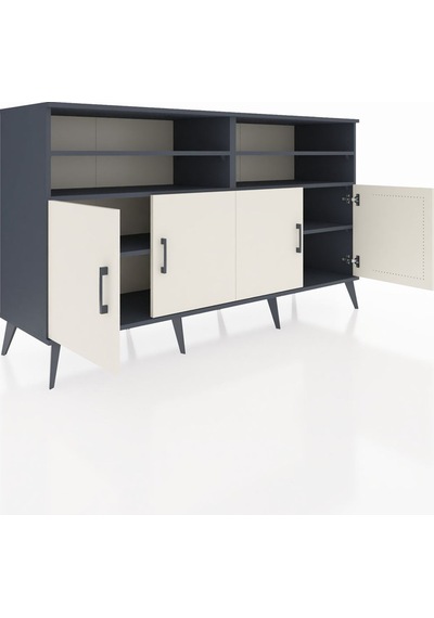 Hyperion Konsol 6 Raflı 4 Kapaklı 176x44x99 Antrasit-aytaşı Antrasit-aytaşı