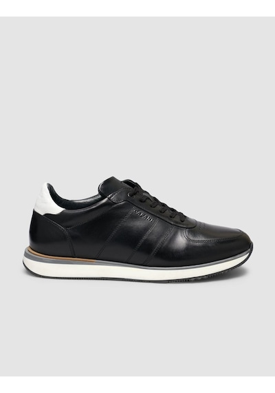 Cabani Hakiki Dana Deri Erkek Sneaker Light Tabanlı Konfor Ayakkabı Siyah