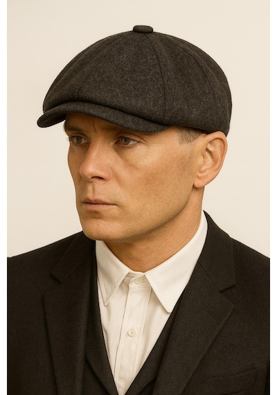 Hamze Peaky Blinders Tarz İngiliz Model Kaşe Kumaş Kasket Şapka Füme