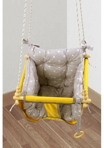 Bundera Wag Swing Sarı Çocuk Ahşap Salıncak Bebek Hamak
