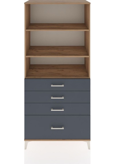 Hyperion Dolap 3 Raflı 4 Çekmeceli 88x44x195 Çam-antrasit Atlas Çam