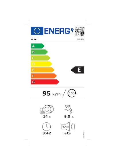 Regal BM 634 6 Programlı 14 Kişilik Bulaşık Makinesi